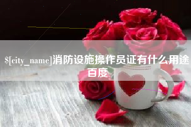 随州消防设施操作员证有什么用途百度